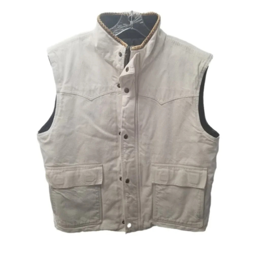 Vintage MWG Apparel White Western Denim Quilted Vest L